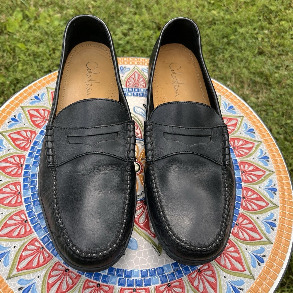 Vintage Cole Haan Pinch Cup Penny Loafers Mens 12M Black Leather C07637 Retro